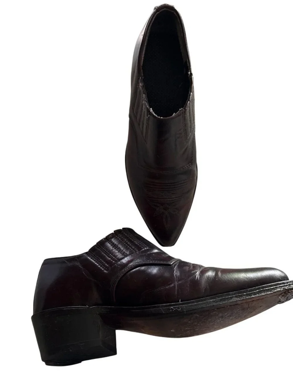 Laredo Mens Western Leather Slip-On Boots SP1128 Brown Size 7D